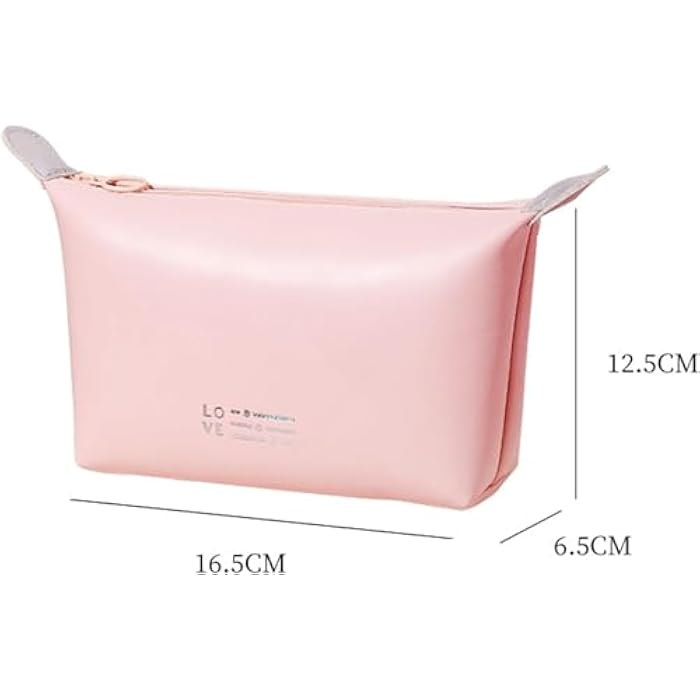 STRIPES Small Makeup Organizer - Waterproof Cosmetic Bag with Zipper, Portable Makeup Pouch, Light Pink, S, Luggage - Image 3